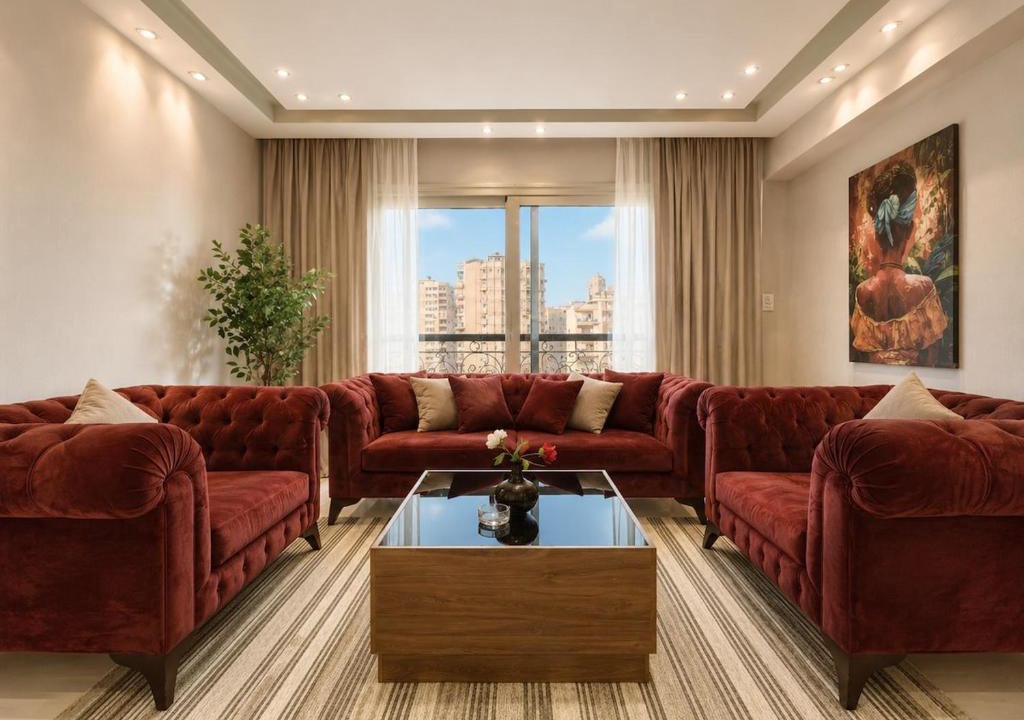 Nasr City Apartment | Bright 3BR Nasr City Stay Balcony and BBQ