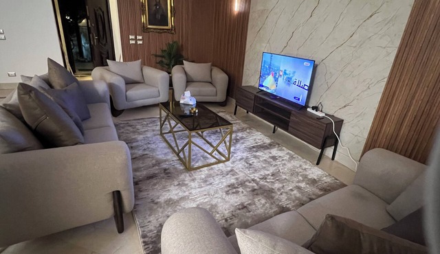 Terrific 5-bedroom villa with AC in New Cairo City in compound in New Cairo City