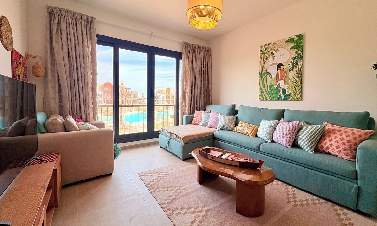 El Gouna Apartment | Cozy Boho 1BDR + Sofa Bed, Pool View in Kamaran